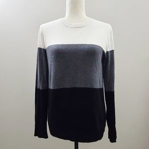 Nanette Lepore Cashmere Colorblock Striped Crewneck Knit Sweater Medium